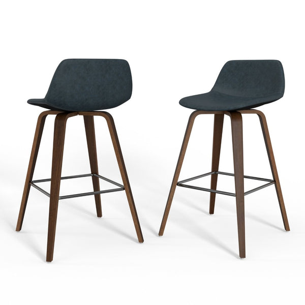 English Elm Randolph Mid-Century Modern Counter/Bar Stools Set Of 2 - Stylish Vegan Leather, Durable Bentwood Design B136P159447-GIGA