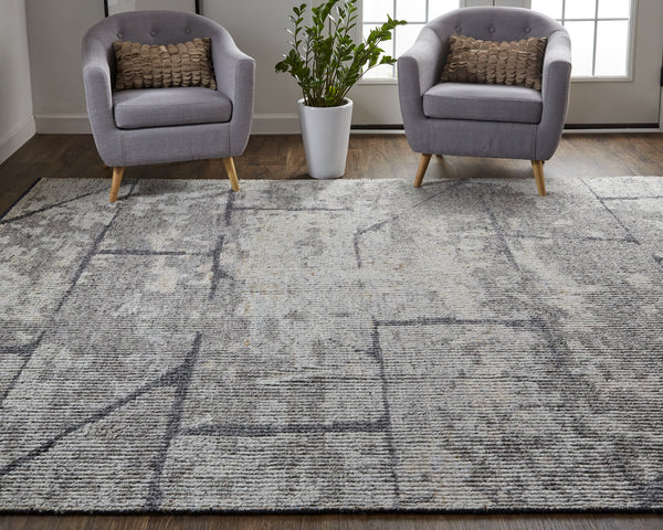 Feizy Rugs Alford Modern Hand Knotted Wool Rug - Soft, Abstract Design Perfect For Contemporary Spaces Gray,Silver Wool Alf6925fgrychle50