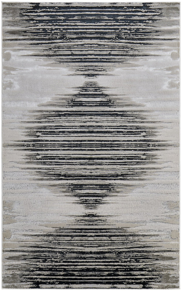 Feizy Rugs Micah Geometric Area Rug – Soft, Durable, And Stylish For High Traffic Spaces In Contemporary Homes Black,Silver,Taupe Polyester,Polypropylene 69439lrfblkslve10