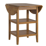 Homelegance By Top-Line Theordore Antique Finish 2 Side Drop Leaf Round Counter Height Table Oak Rubberwood