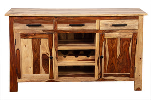 Porter Designs Kalispell Solid Sheesham Wood Bar Sideboard - Artisan Craftsmanship & Timeless Style Natural Wood 07-196-06-2419