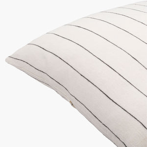 Surya Linen Stripe Buttoned Accent Pillow - 18"L X 18"W, Timeless Country Cottage Charm For Your Home White Linen,Linen Lnb001-2020d