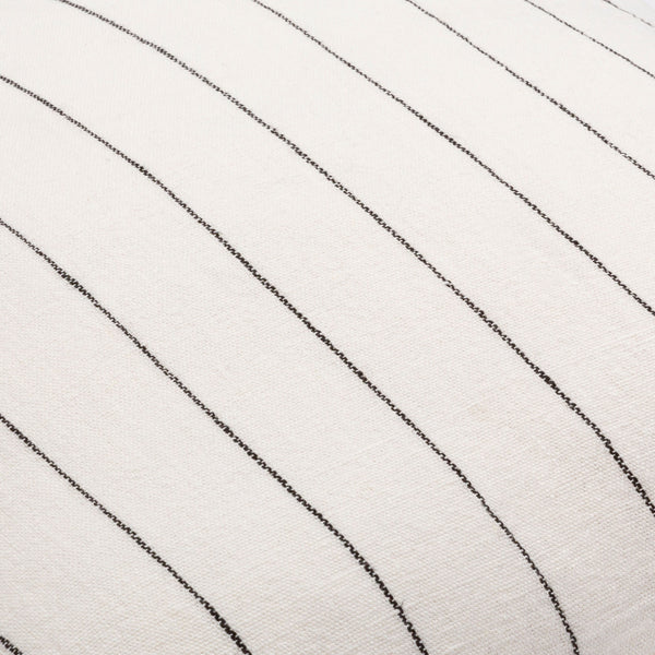 Surya Linen Stripe Buttoned Accent Pillow - 18"L X 18"W, Timeless Country Cottage Charm For Your Home White Linen,Linen Lnb001-2020d
