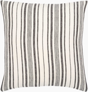 Surya Linen Stripe Buttoned Accent Pillow - 18"L X 18"W, Timeless Country Cottage Charm For Your Home Cream Linen,Linen Lnb002-1818d