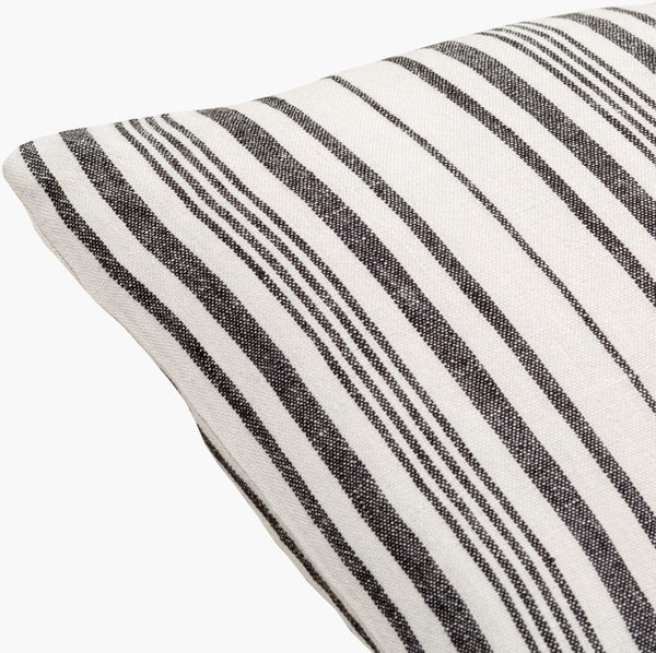 Surya Linen Stripe Buttoned Accent Pillow - 18"L X 18"W, Timeless Country Cottage Charm For Your Home Cream Linen,Linen Lnb002-1818d