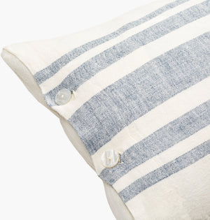 Surya Linen Stripe Buttoned Accent Pillow - 18"L X 18"W, Timeless Country Cottage Charm For Your Home Cream Linen,Linen Lnb003-1818d