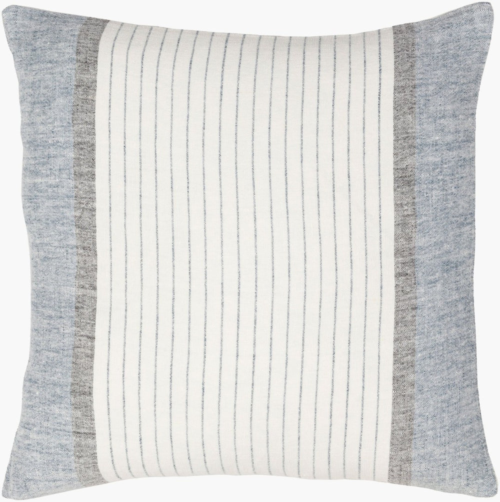 Surya Linen Ticking Stripe Buttoned Accent Pillow Farmhouse Cottage Woven Handcrafted Decor LNB004-2020D