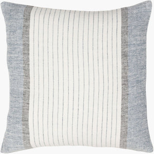 Surya Linen Ticking Stripe Buttoned Accent Pillow Farmhouse Cottage Sofa Throw 20in LNB004-2020P