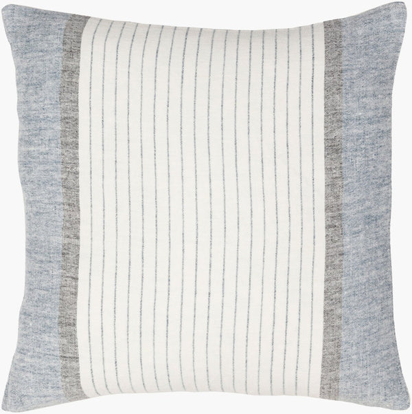 Surya Linen Ticking Stripe Buttoned Accent Pillow Farmhouse Cottage Sofa Throw 20in LNB004-2020P