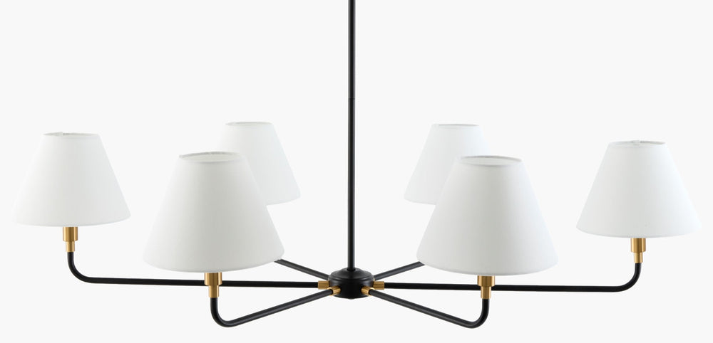 Livabliss Lunel Wide Metal Frame Chandelier with Linen Shades for Dining or Living Rooms LNEL-001