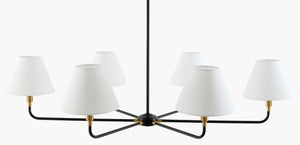 Livabliss Lunel Wide Metal Frame Chandelier with Linen Shades for Dining or Living Rooms LNEL-001
