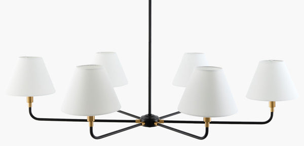 Livabliss Lunel Wide Metal Frame Chandelier with Linen Shades for Dining or Living Rooms LNEL-001