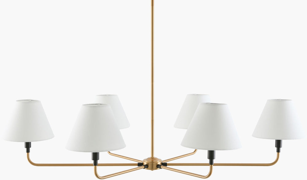 Livabliss Lunel Wide Span Metal and Linen Chandelier for Dining Rooms with Ambient Glow LNEL-003
