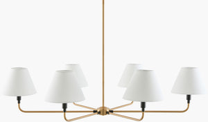 Livabliss Lunel Wide Span Metal and Linen Chandelier for Dining Rooms with Ambient Glow LNEL-003