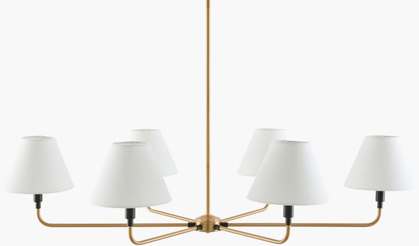 Livabliss Lunel Wide Span Metal and Linen Chandelier for Dining Rooms with Ambient Glow LNEL-003
