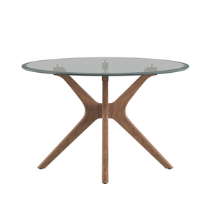 Homelegance By Top-Line Martine Mid-Century Walnut Finish Round Dining Table Walnut Rubberwood