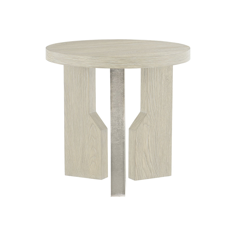 Bernhardt Bernhardt Ellis Side Table — Modern Asymmetrical White Oak Jicama Top With Shiny Nickel Leg Accent 305124
