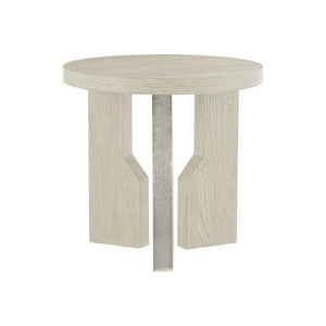 Bernhardt Bernhardt Ellis Side Table — Modern Asymmetrical White Oak Jicama Top With Shiny Nickel Leg Accent 305124