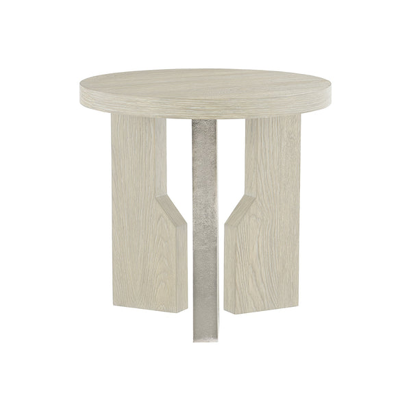 Bernhardt Bernhardt Ellis Side Table — Modern Asymmetrical White Oak Jicama Top With Shiny Nickel Leg Accent 305124