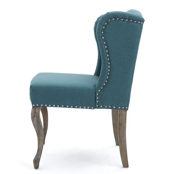 English Elm Kd Wingback Accent Chair Tufted Back Nailhead Trim Cabriole Legs Traditional Style 60001.00DTE