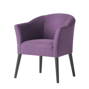 English Elm Arm Chair Plum Fabric Upholstered Accent Seat with Black Birch Legs for Living Room 59258.00PLU
