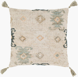 Surya Lenora 20" X 20" Bohemian Accent Pillow - Eco-friendly Jute & Cotton For Cozy Global Style Home Decor Oatmeal Jute,Cotton Lnr002-2020p
