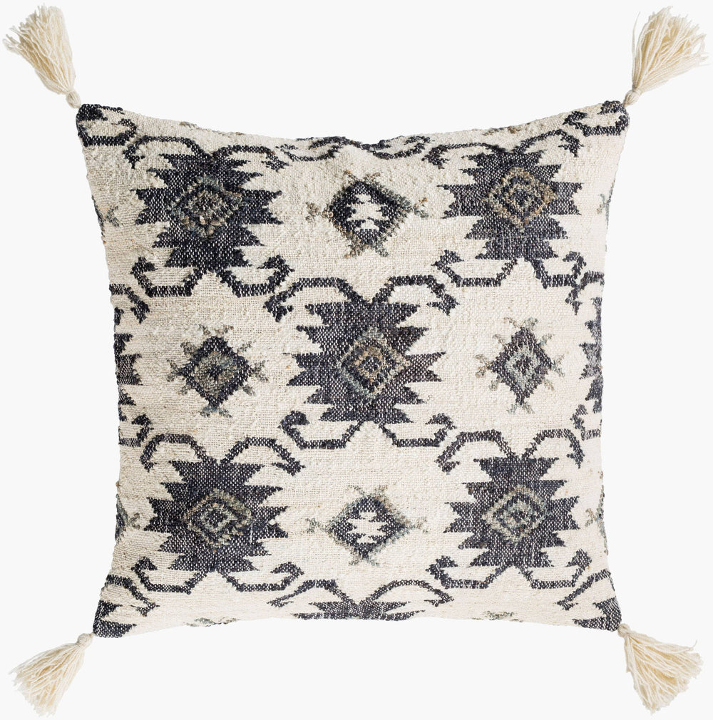Surya Lenora 20" X 20" Bohemian Accent Pillow - Eco-friendly Jute & Cotton For Cozy Global Style Home Decor Black Jute,Cotton Lnr003-2020p