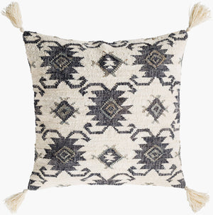 Surya Lenora 20" X 20" Bohemian Accent Pillow - Eco-friendly Jute & Cotton For Cozy Global Style Home Decor Black Jute,Cotton Lnr003-2020p