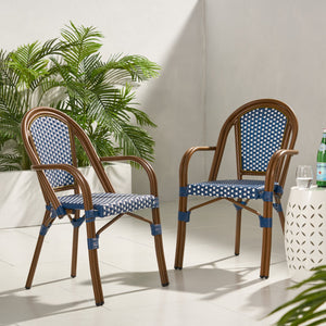 English Elm Bistro Wicker Outdoor Dining Chairs Set of Two with Rust Resistant Aluminum Frame Patio 72905.00NVY