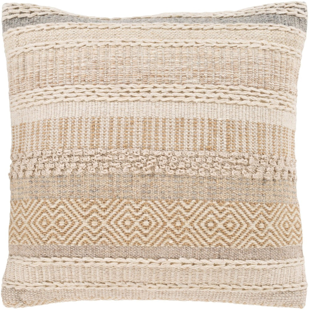 Livabliss Lorens Handcrafted Jute Wool Cotton Woven Accent Pillow for Cottage Farmhouse Decor LNS002-2020P