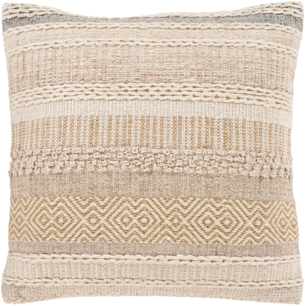 Livabliss Lorens Handcrafted Jute Wool Cotton Woven Throw Pillow Artisan Cottage Accent LNS002-2020