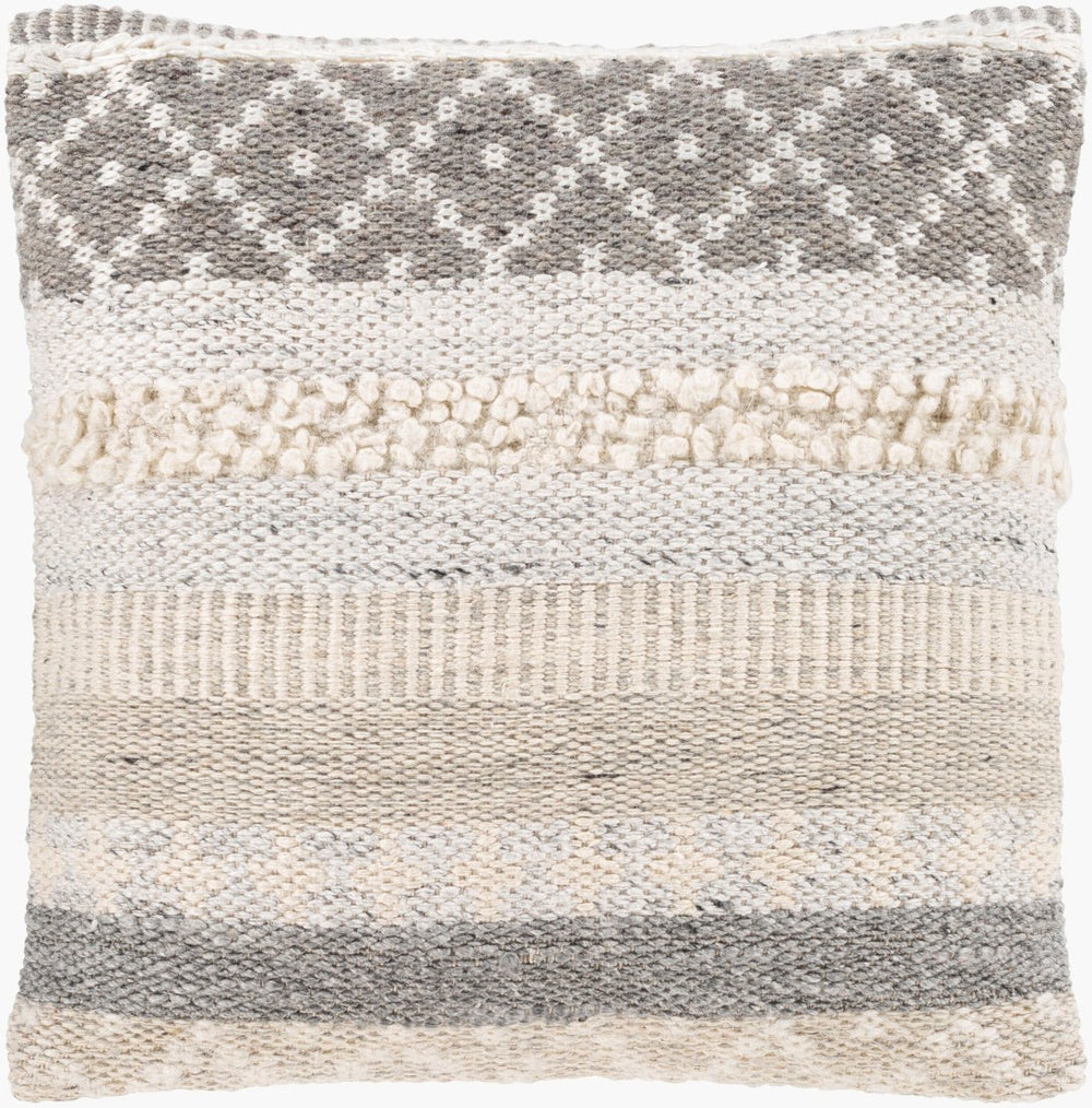 Livabliss Lorens Handcrafted Wool Linen Cotton Accent Pillow Farmhouse Cottage Texture Square LNS003-2020P