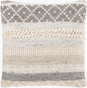 Livabliss Lorens Handcrafted Wool Linen Cotton Accent Pillow Farmhouse Cottage Texture Square LNS003-2020P