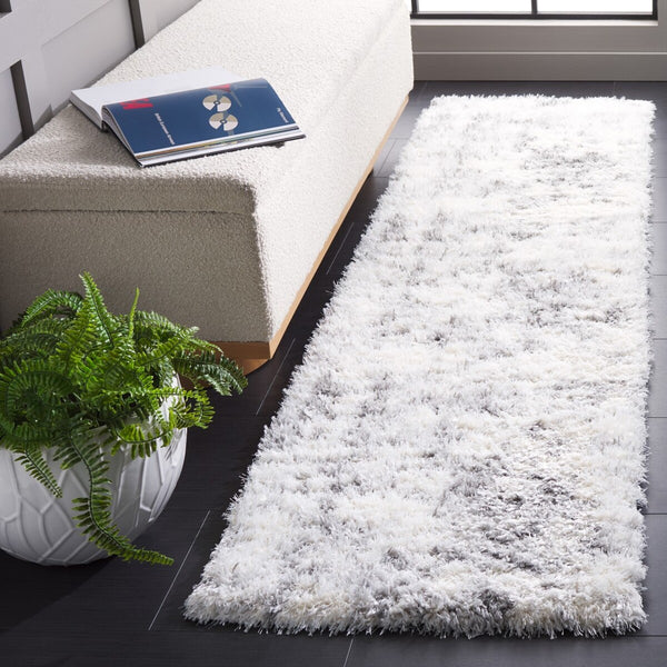 Safavieh Lindsay Shag 550 Power Loomed Shag & Flokati Rug Ivory / Grey 9' x 12'
