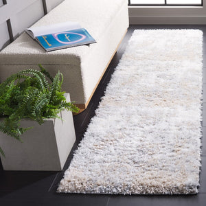 Safavieh Lindsay Shag 552 LNS552 Power Loomed Shag & Flokati Rug Grey / Ivory Beige LNS552F-7SQ