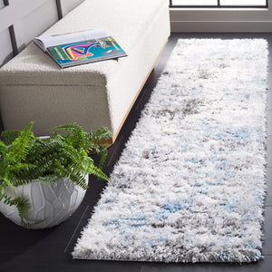 Safavieh Lindsay Shag 556 Power Loomed Shag & Flokati Rug Grey / Blue Ivory 9' x 12'