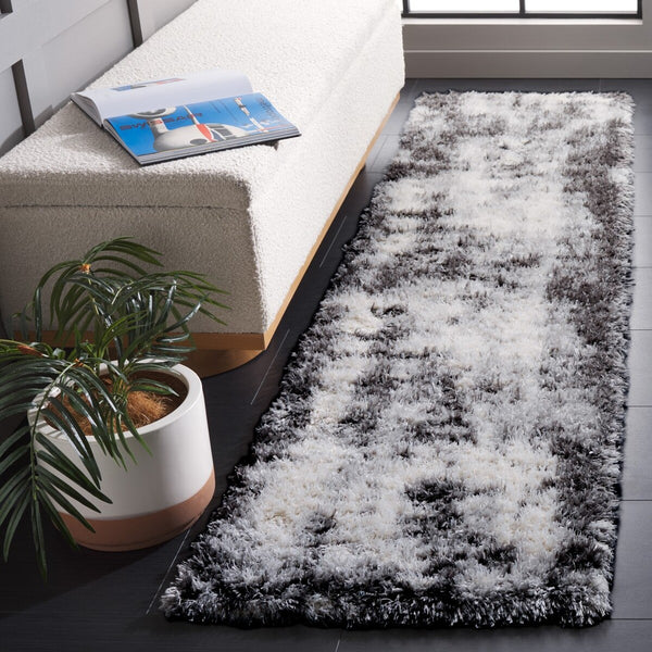 Safavieh Lindsay Shag 558 Power Loomed Shag & Flokati Rug Dark Grey / Grey 9' x 12'