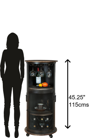 Hekman Furniture 695256 Half Pint Wine & Bar Cabinet - Stylish Portable Metal Storage With Solid Wood Top & Casters  Half Pint Wine & Bar Cabinet 695256