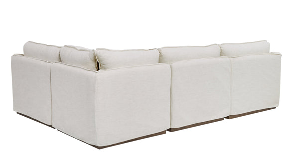 A.R.T. Furniture Alias Modular Sectional Sofa - Luxurious Slipcovered Design In Vanilla & Light Oak Finish For Chic Living White Slipcover In A Polyester,Linen Blend Fabric,In A Vanilla Coloration 761508-5302s4