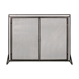 English Elm Christopher Knight Home® - FIREPLACE Samantha Iron Screen with Matte Finish, Handcrafted Mesh Guard, Dual Doors & Sleek Frame Black+Gold 67721.00BBGLD