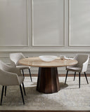 Linus LNU-001 30"H x 60"W x 60"D Dining Table LNU-001  Top: Wheat; Base: Dark Brown Surya