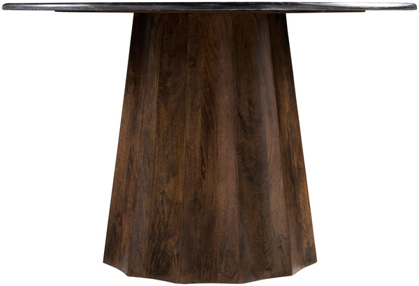 Linus LNU-002 30"H x 47"W x 47"D Dining Table LNU-002  Top: Black; Base: Dark Brown Surya