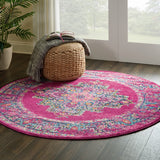 Nourison Passion PSN03 Machine Made Power-loomed Ornamental Border Indoor Only Bohemian Vintage Rug Fuchsia, Pink 100% Polypropylene 99446469274