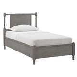 Homelegance By Top-Line Remi Antique Finish Beaded Wood Platform Bed Grey Rubberwood