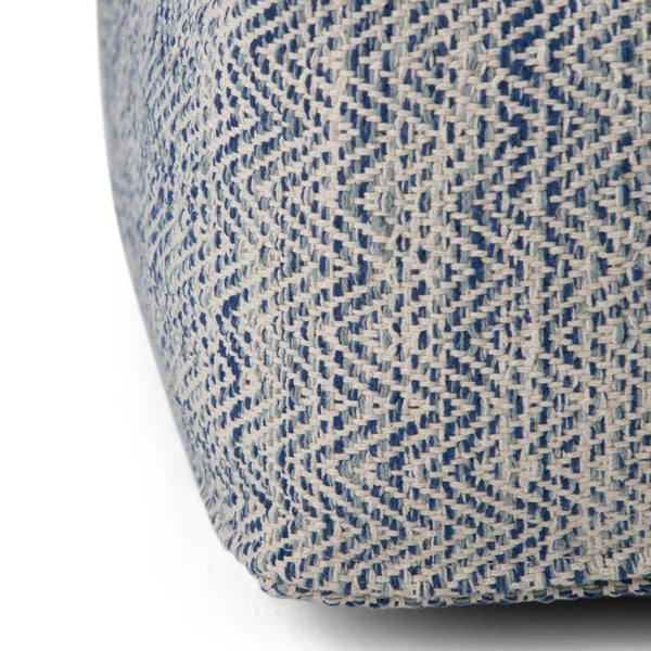 English Elm Nate Square Pouf - Handcrafted Denim Mélange Footstool For Modern Living Room & Bedroom Comfort B136P159274