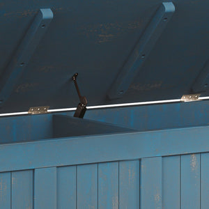 English Elm Acadian Handcrafted Entryway Storage Bench with Lift-Top Seating, Solid Wood, Transitional Design Blue B136P158260