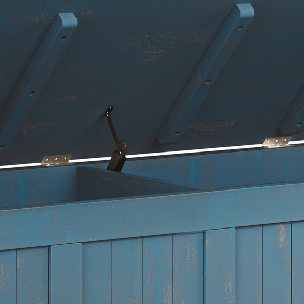 English Elm Acadian Handcrafted Entryway Storage Bench with Lift-Top Seating, Solid Wood, Transitional Design Blue B136P158260