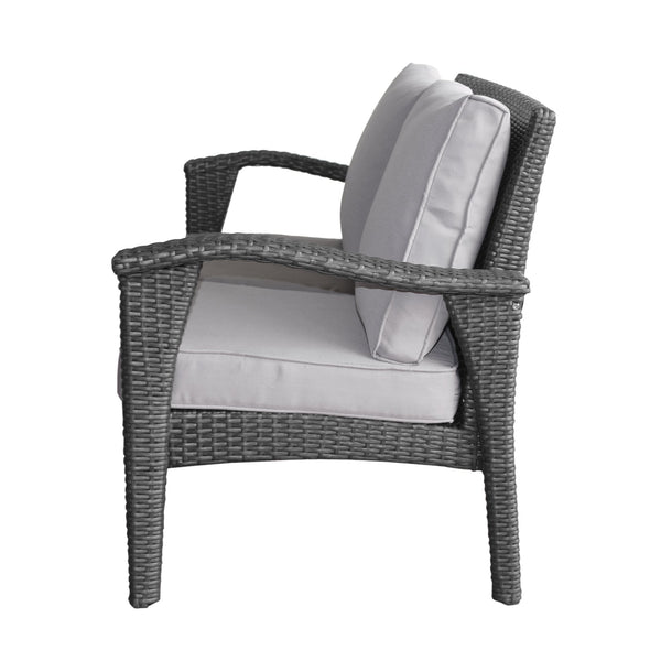 English Elm Christopher Knight Home® - HONOLULU Loveseat Grey Silver PE Rattan Patio Sofa with Iron Frame, Waterproof Cushions, Compact 44.25"L 52919.00IRNGRY
