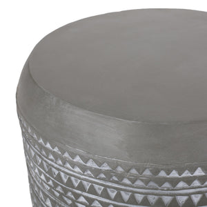 English Elm Outdoor Lightweight Concrete Side Table Artisan Textured Cylinder for Patio or Balcony 73442.00