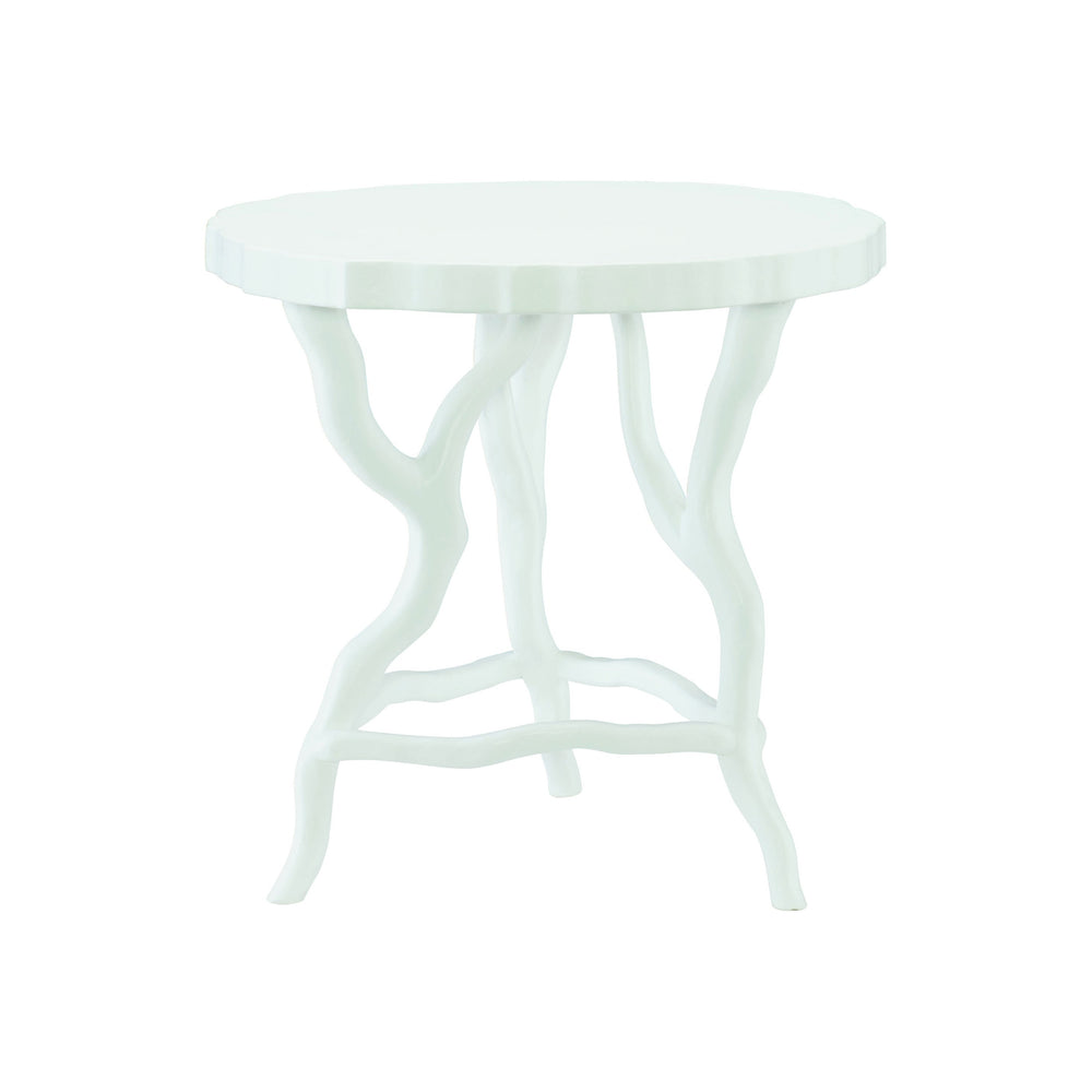 Bernhardt Bernhardt Sculptural Arbor Chairside Table With Faux Bois Cast-Resin Base, Chalky White Finish, 26" 375121